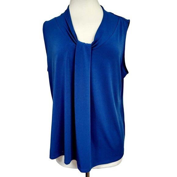Chico's Royal Blue Drape Front Sleeveless Pullover Tank Top Sz 3 L/XL - Picture 1 of 5